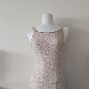 Onyx Nite Strapless Beige Dress